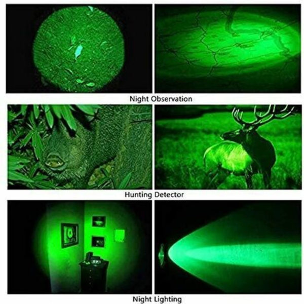 Grön ficklampa, grönt ljus ficklampa 250 meter grönt jaktljus 1 läge zoombar och vattentät för mörkerseende F