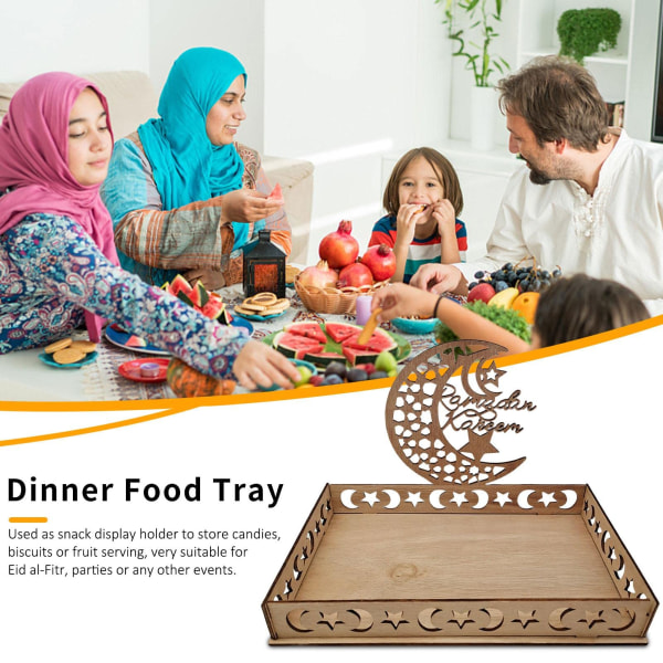 Wooden Eid Mubarak Dessert Tray - Ramadan Mubarak Home Decor