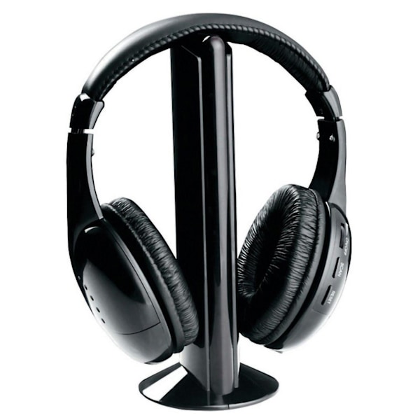 Trådløst headset over øret Fm Radio Pc Tv Hodetelefon Sender Med Mikrofon For Datamaskin Black