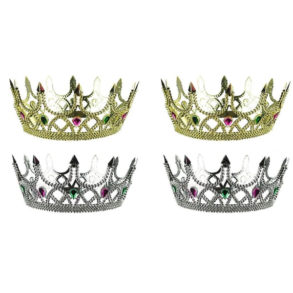 4 stykke kongelig konge plast krone dronning plast krone fødselsdagskroner kostume tilbehør