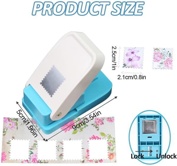 Rektangulär Stämpel & Stans – 2,6 x 2,1 cm – Spakfunktion – Perfekt för Scrapbooking, Gör-det-själv-kort & Hantverk