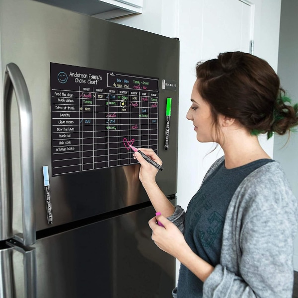 Magnetisk sort tørsletning af opgaver, kompatibel med flere børn og voksne: Køleskab 17x12" - Daglige ansvarsbelønninger