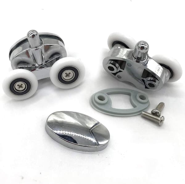 Set med 4 duschdörrhjul - Två hjul - Oval - Fjärilsformad (25mm)