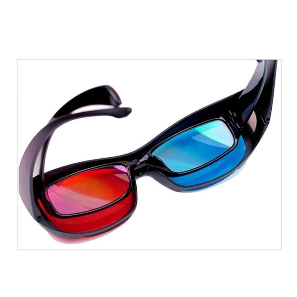 2 st 3D Filmspelglasögon 3D Röd Blå Glasögon för 3D Filmer Spel 3D Visningsglasögon (Svart)