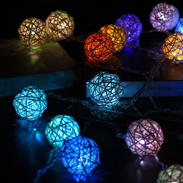 Batteridrivna 20 LED-ljusslingor, 20 boll Sepak Takraw Halloween (Färgglada)