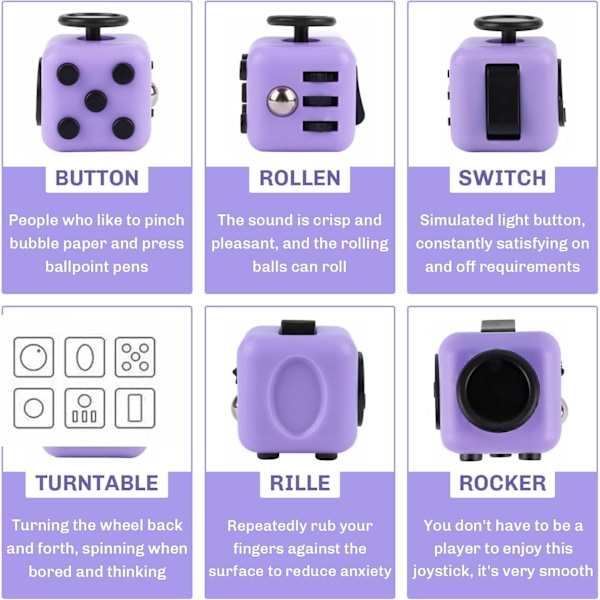 Fidget Legetøj til Angst Sensorisk Legetøj Stressreducerende Legetøj Fidget Cube til Børn Anti-Angst Legetøj til Børn og Voksne - Beroligende Cube