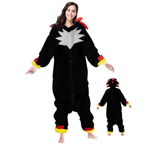 Sonic Pyjamas til Voksne, Tegneserie Hjemmetøj, Dyrepyjamas, Varm Sort Sonic sort Sonic L sort Sonic black Sonic L