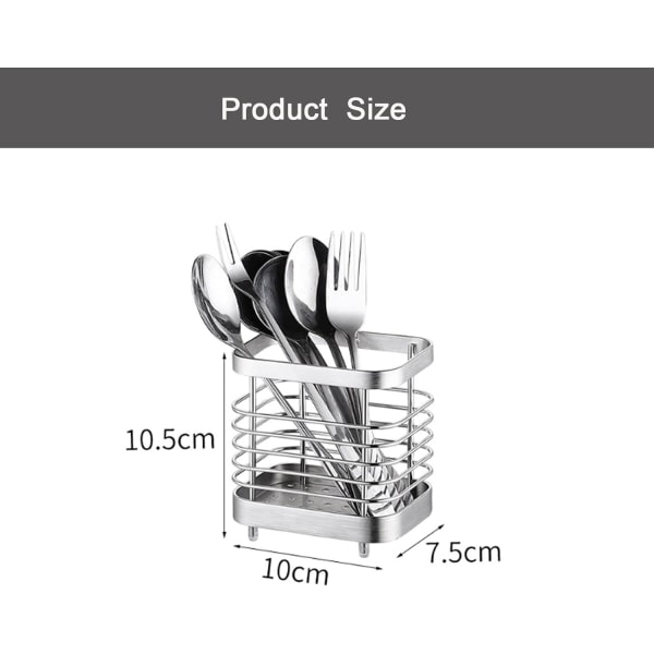 Rustfri kjøkkenvask oppbevaringsboks for bestikk, oppbevaringsboks for bestikk (svart)