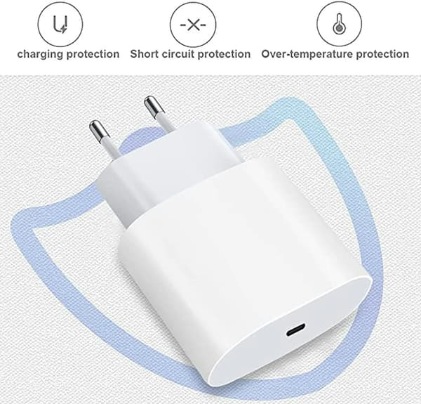 2-pakning - Lader for iPhone - Rask lader 20W med 1m kabel silver