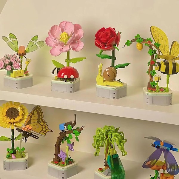 Julgåvor för barn 2024, Insekter med blommor Byggklossar, Fjäril Blomma Byggklossar, DIY Kreativ Bygg (Svalstjärtsfjäril) Swallowtail Papilio