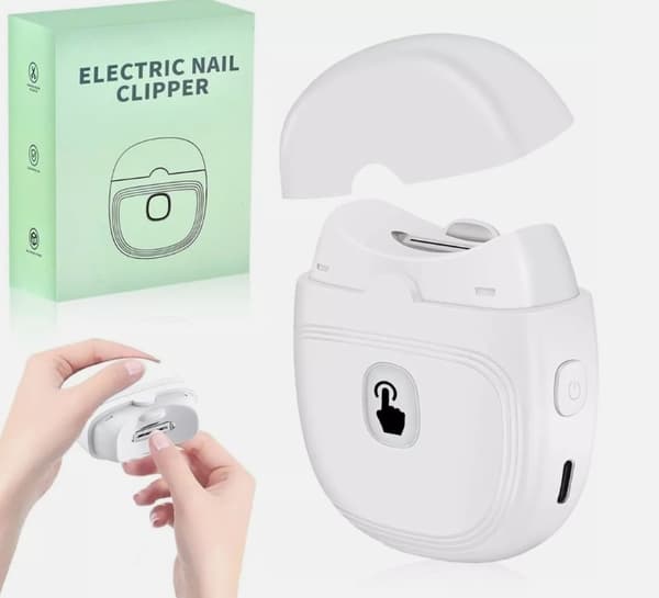 Elektrisk nagelklippare för bebisar, barn, äldre, klämskydd, splitterfri nagelklippare vit