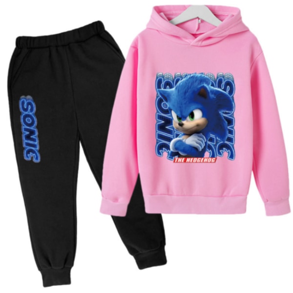 Kids Teens Sonic The Hedgehog Hoodie Pullover träningsoverall rosa rosa pink 3-4 years old/110cm