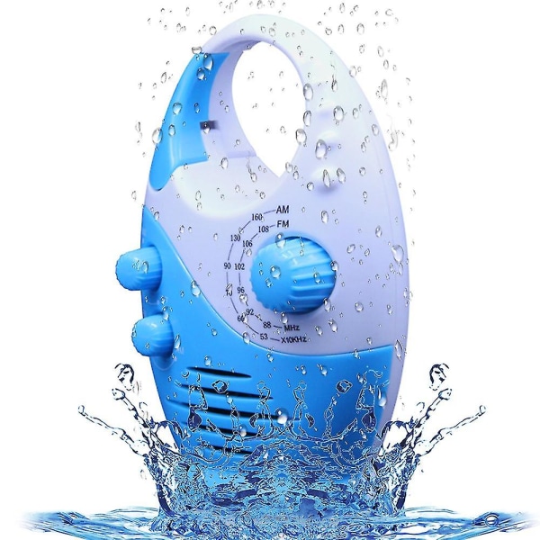 Vattentät duschradio, justerbar volym Dusch Am Fm-knappshögtalare, Badrumsduschhögtalare Trådlös radio med övre handtag