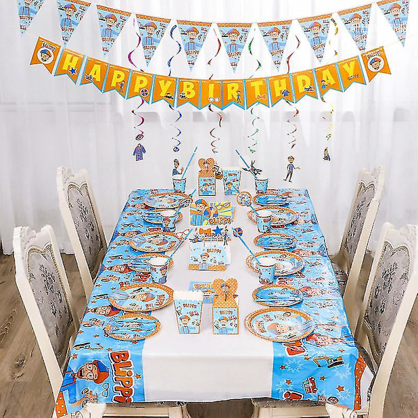 Puslespill Blippi Tema Bursdagsfest Utvalg Engelsk Lærer Festutstyr Leker Barn Barne Dekorasjoner Servise 10pcs Plates