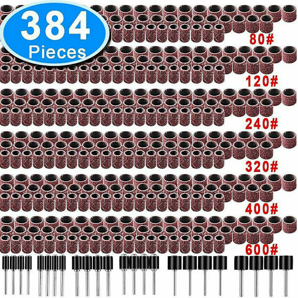 384 stk. Trommeslibesæt til neglebor Dremel tilbehør Roterende sæt