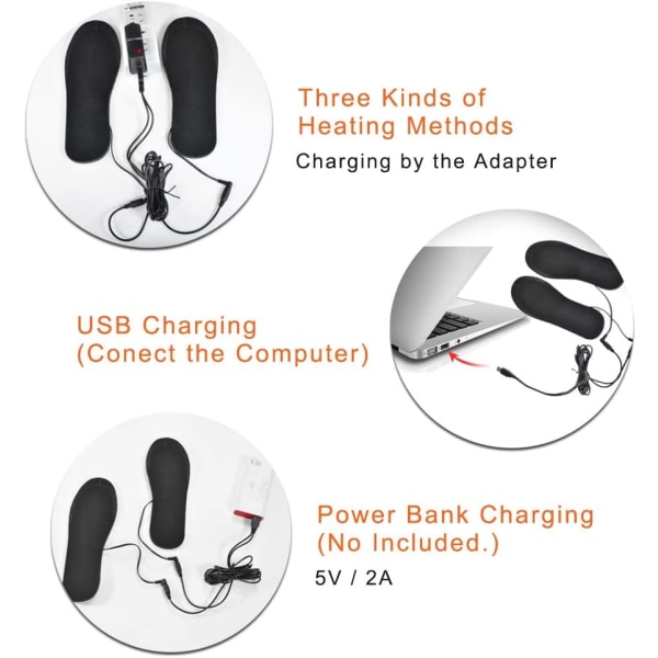 Elektriska USB uppvärmningssulor för skor Vinterfotvärmare
