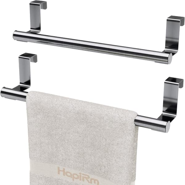 Kökshanddukshängare, tehanddukshållare, rostfritt stål, 2-pack, silver (23,5 cm)