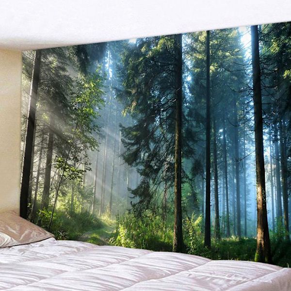 3D Forest Tapestry Väggkonst Sängöverkast Heminredning D D 200*150CM