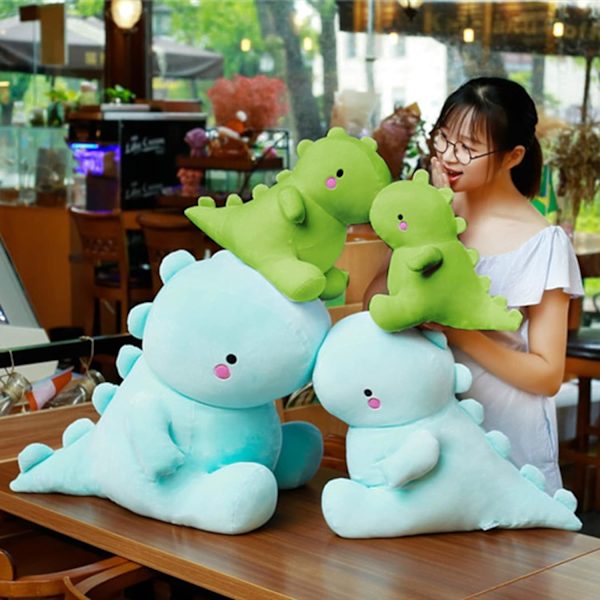 Söta Dinosaur Plyschleksaker, Tjocka Dinosaur Fyllda Djurleksaker Dockor, Mjuk Plysch Fylld Djur Dino Plushie, Födelsedagspresenter för Barn Flicka Pojke Grön Active Green