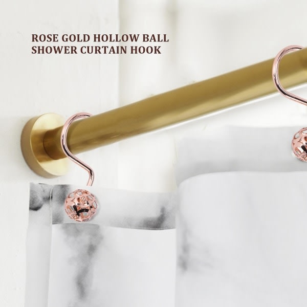 Gull dusjgardinkroker Ringer, sett med 12 dekorative dusjgardinkroker, metall rustfri dusj Ri