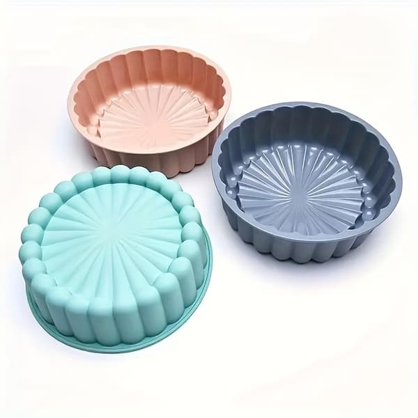 Genanvendelig Non-Stick Solsikke Kageform, Rund Silikonebageform til DIY Kager Morandi Blue