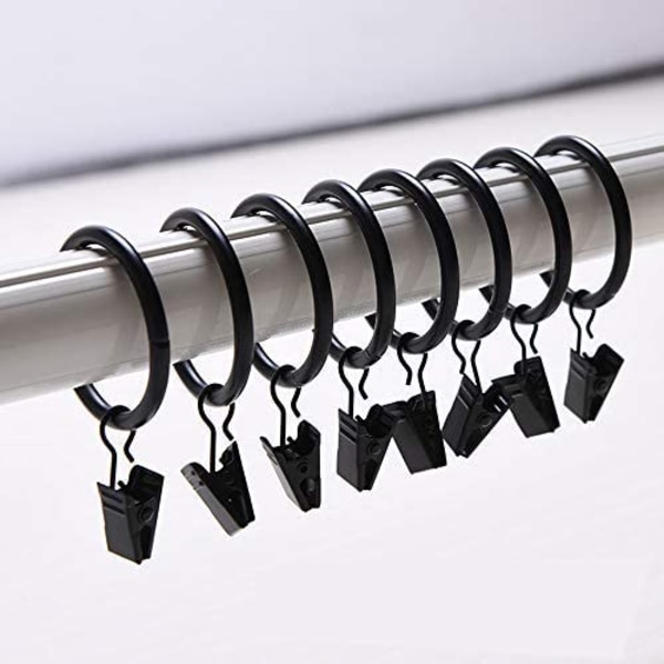 30 Pack Curtain ClipsCurtain Clips with 35mm Diameter Rings for Multiple Use - Black