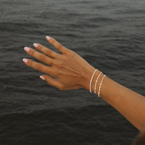 Snygga armband i fint silver för kvinnor, trendiga, 925 sterling silver smyckesset för kvinnor, armband för kvinnor, pappersklipp, fiskbenskedja, figaro, rep C 3Pcs Sterling Silver Bracelet A