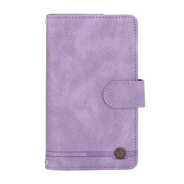 PU Læder Wallet Case til Galaxy S22 Lynlås Flip Folio Wallet RFID Blokerende Beskyttelsesetui med Håndledsrem Magnetisk Lukning Indbygget Stativ_xx
