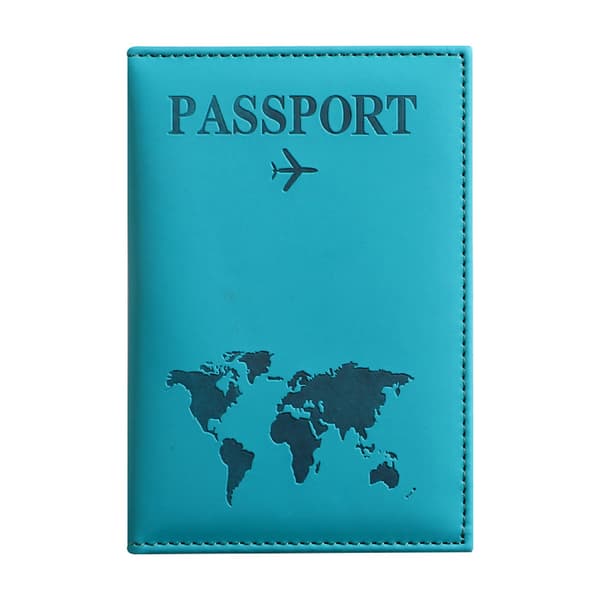 PU Pasholder med Billetlomme, Letvægts Rejsedokumentorganizer til Flybilletter og Kort, Flere Farver Light blue