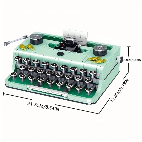 Retro skrivemaskinmodell byggeklosser Montering av pedagogiske byggeklosser Leker