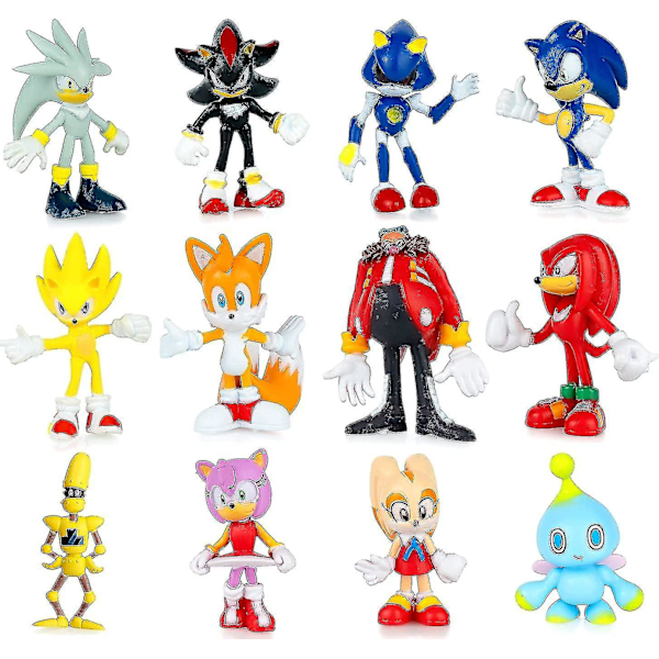 12 st Sonic Leksaker - Sonic Leksaker Actionfigurer, Sonic Figurer Samlarset, 4-5,8 cm Höga null null none