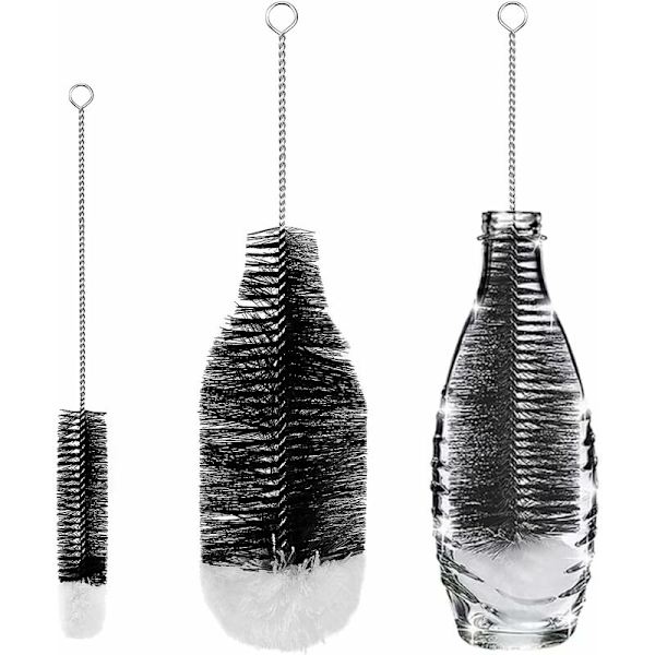 2-pack Flaskborstar Rengöringsborstar Avancerad rengöring för glasflaskor Termosflaskor och muggar.