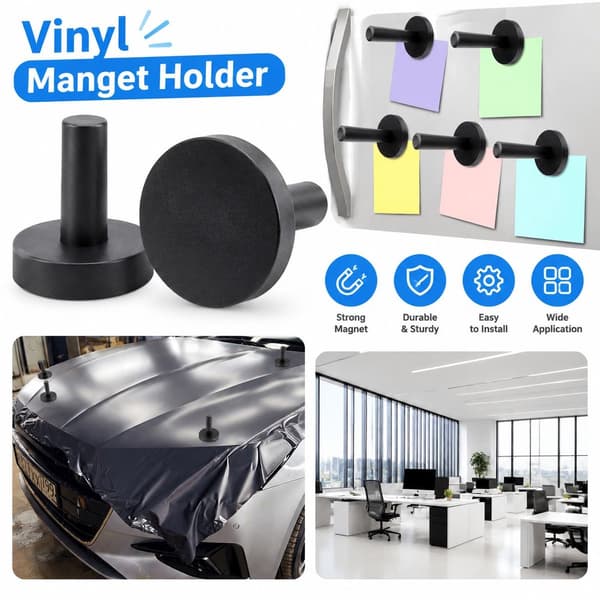 Monteringsmagneter 8 stk. - Magnetisk holder til påføring af vinylfolie - Sort værktøj til bilindpakning og auto-brug