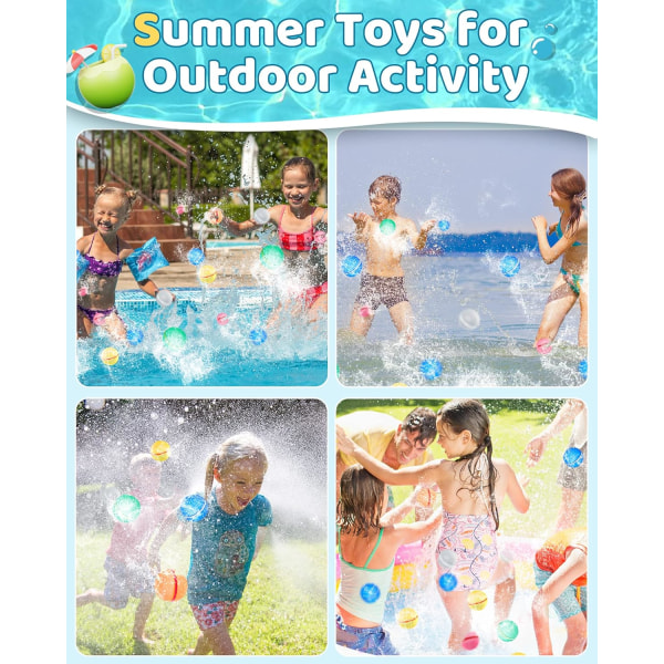Genanvendelige vandballoner, sommerlegetøj til drenge og piger vandlegetøj pool strandlegetøj