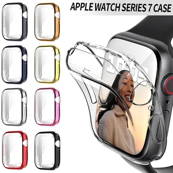 2 stk Apple Watch Case Tpu skjermbeskytter Gjennomsiktig farge Transparent color 45mm