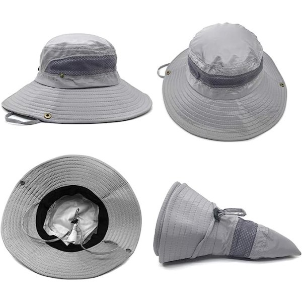 Sun hat men UV protection safari hat summer outdoor fisherman hat grey