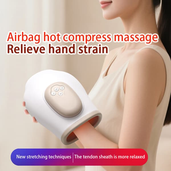 Elektrisk Fingermassager Håndflade- og Fingerlufttrykskompression og Varmeterapi Smart Trådløs Multifunktionel Håndmassager med Hånd