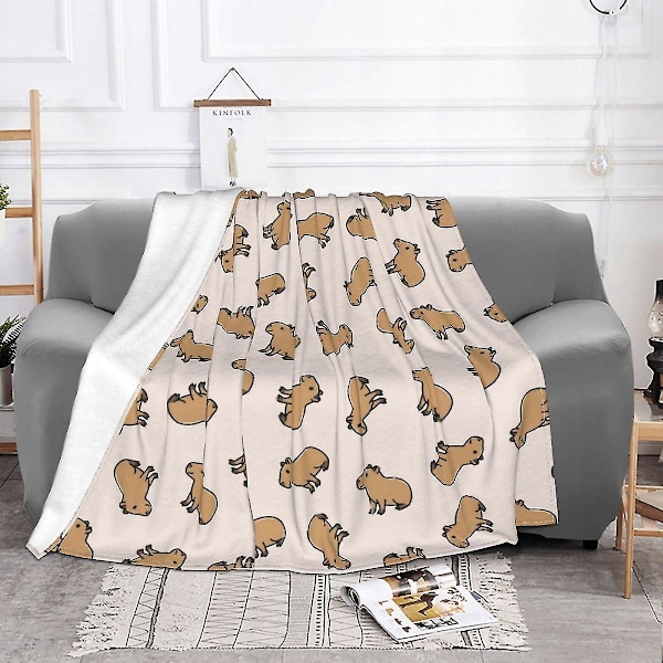 Capybara Fleecefilt All Season Vilda Djur Från Sydamerika Bärbar Tunn Filt För Soffa Bil Sängkläder 100x125cm 40x50in