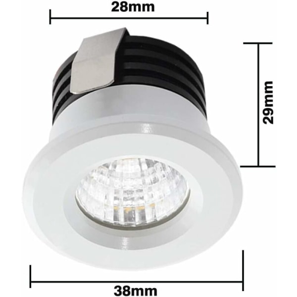 Sæt med 4 Mini LED indbygningsspots 3 W Varm hvid, Mini LED spot til butiksvinduer, nummerpladebelysning inkl. Separeret transformer