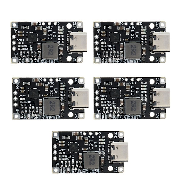 5 stk. Type-C 3S BMS Lithium Batteri Opladnings Boost Modul 8.4V 12.6V med Afbalanceret Support Hurtig Opladning med Indikator