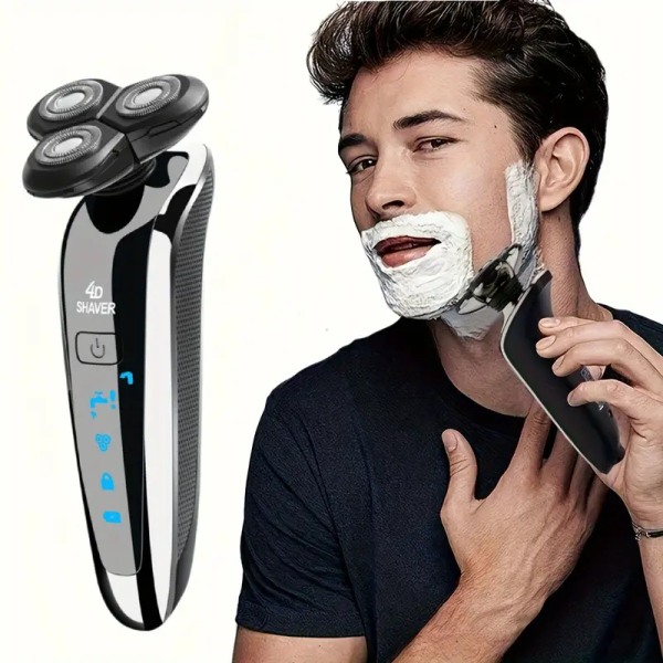 Elektrisk barberhøvel for menn, vanntett våt/tørr elektrisk barbermaskin