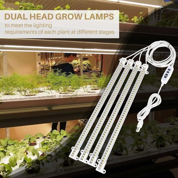 Fuld Spektrum LED Plantelys Strips med Auto Timer 3 9 12 Timer 192 LED'er til Indendørs Planter Hydroponics Frøplanter