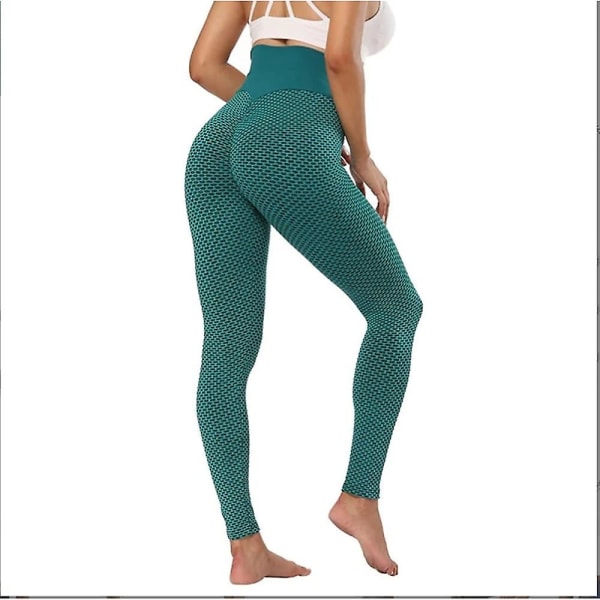 Kvinde Leggings Yogabukser med Høj Talje Tiktok Scrunch Butt Jacquard Ruched Booty Tights Mave Kontrol Butt Lift Grå Hvid Sort Lilla Fitn Skovgrøn Forest Green S