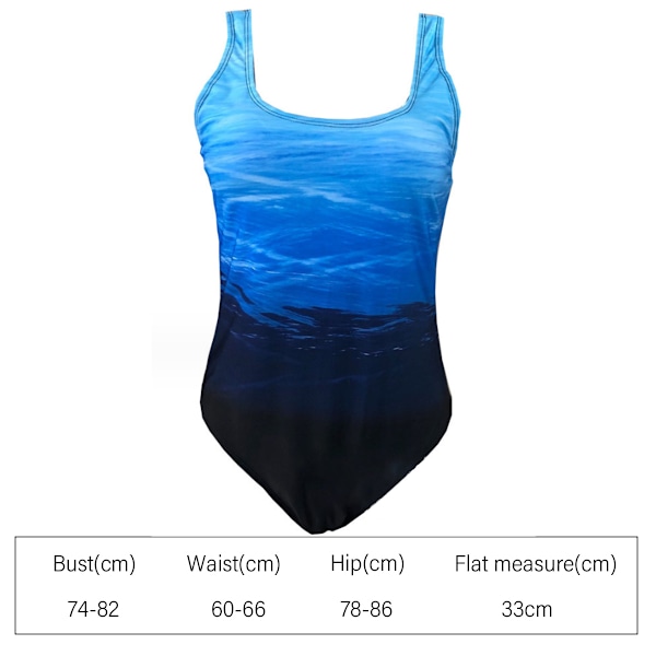 Kvinners blå gradient kryssrygg badedrakt i ett stykke