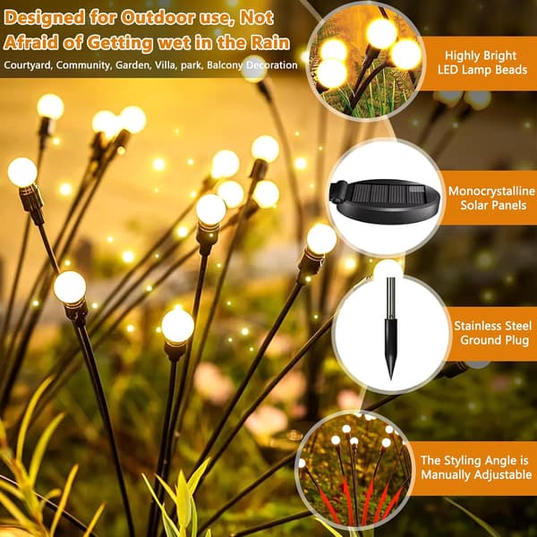 Udendørs Solar Firefly Lys 4 Stykker 10 LED Udendørs Solar Firefly Lys Have Solar Havelamper IP65 Vandtætte Solar Firefly Lys