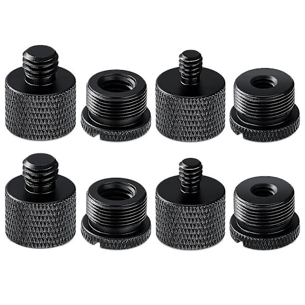 8-pakks Mikrofonstativ Trådadaptersett, 5/8 Hunn til 3/8 Hann og 3/8 Hunn til 5/8 Hann Skrue Adapter T-WELLNGS