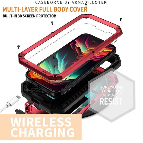 Skyvbart Kamera IP54 Liv Vanntett Holder Mobilskall Rød Red For iPhone 15 Pro Max