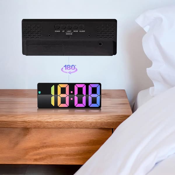 Digital väckarklocka med LCD-skärm och temperatursensor - USB-batteridriven multifunktionell - Lämplig för sovrum och kontor