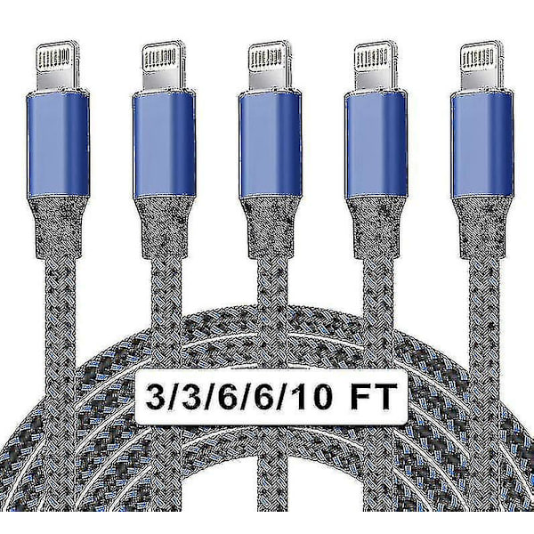5-pack nylon Iphone laturi Lightning-kaapeli Nopea lataus_xx