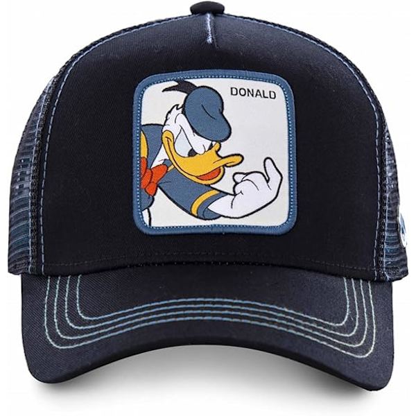 Tegneserie Mickey Donald Duck Snapback Bomuldshat til Mænd og Kvinder Hip Hop Net Hat Direkte Salg Donald Black